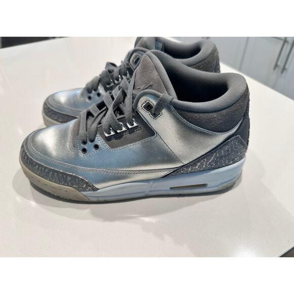 Nike Air Jordan 3 Youth Size Retro Premium HC GG Chrome Tin Man Cool Grey - Picture 3 of 7